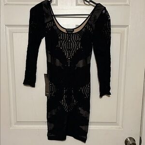 bebe Black Crochet Mini Dress